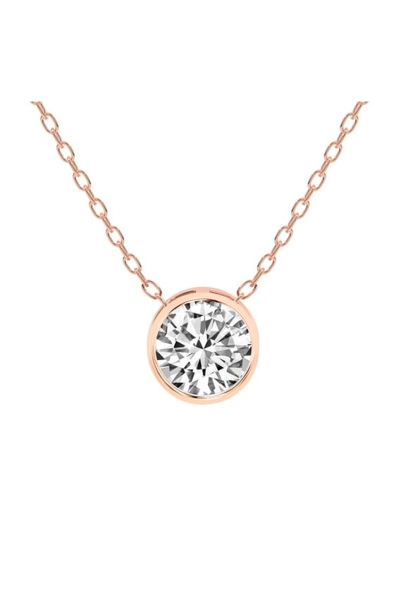 Diamond Pendant Necklace| 2 Ct IGI Certified Round Shape Lab Grown Diamond | Globe Slider Bezel Solitaire Lab Diamond Pendant Necklace In 14K Rose Gold | FG-VS1-VS2 Quality Friendly Diamonds