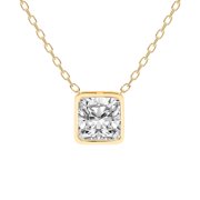 Diamond Pendant Necklace| 2 ct IGI Certified Cushion Shape | Globe Slider Bezel Solitaire Lab Diamond Pendant Necklace In 14K Yellow Gold | FG-VS1-VS2 Quality Friendly Diamonds