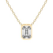 Diamond Pendant Necklace| 2 ct IGI Certified Emerald Shape | Globe Slider Bezel Solitaire Lab Diamond Pendant Necklace In 14K Yellow Gold | FG-VS1-VS2 Quality Friendly Diamonds