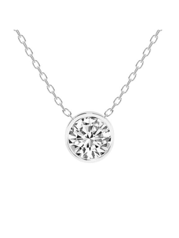 Diamond Pendant Necklace| 3 Ct IGI Certified Round Shape Lab Grown Diamond | Globe Slider Bezel Solitaire Lab Diamond Pendant Necklace In 14K White Gold | FG-VS1-VS2 Quality Friendly Diamonds