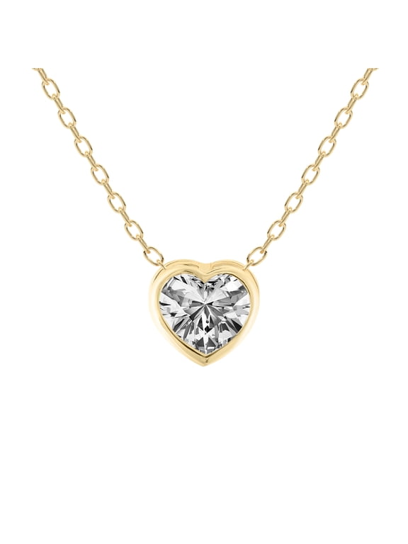 Diamond Pendant Necklace| 3 ct IGI Certified Heart Shape | Globe Slider Bezel Solitaire Lab Diamond Pendant Necklace In 14K Yellow Gold | FG-VS1-VS2 Quality Friendly Diamonds