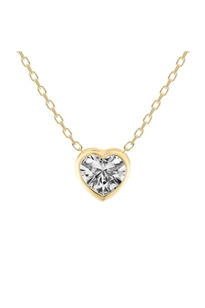 Diamond Pendant Necklace| 3 ct IGI Certified Heart Shape | Globe Slider Bezel Solitaire Lab Diamond Pendant Necklace In 14K Yellow Gold | FG-VS1-VS2 Quality Friendly Diamonds