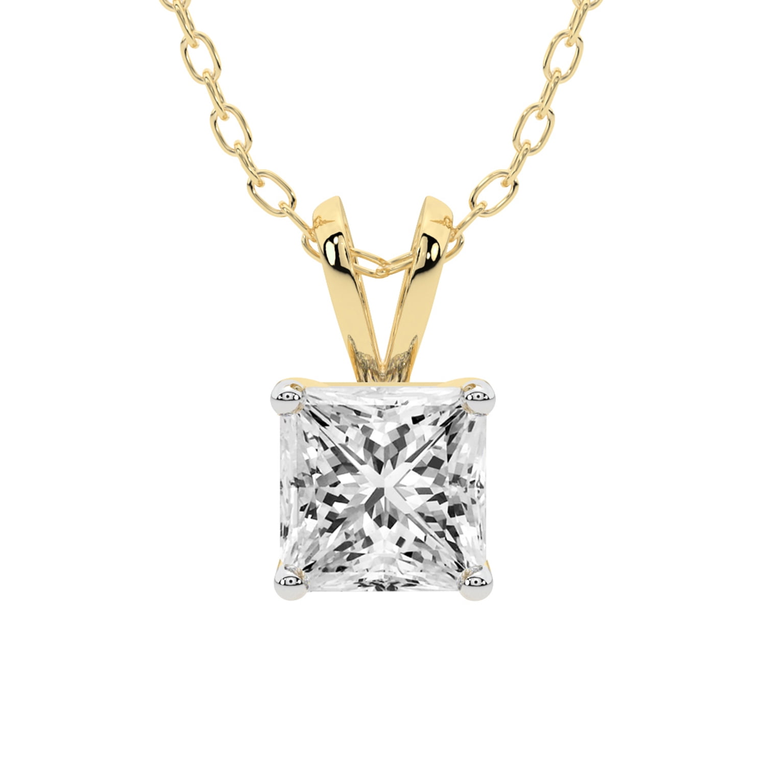 Diamond Pendant Necklace For Women 0.50 Carat IGI Certified Princess