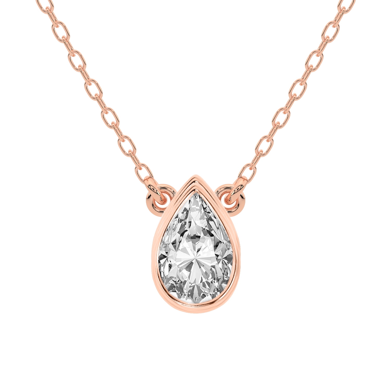 Rose Gold Pear Shaped Morganite & Diamond Pendant Necklace, 0.84 Carat  Handmade