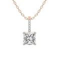 thumbnail image 1 of Diamond Pendant Necklace For Women | 2 Carat IGI Certified Princess Shape Lab Grown Diamond | Lucida Four Prong Lab Diamond Pendant Necklace In 14K Rose Gold | FG-VS1-VS2 Quality Friendly Diamonds, 1 of 4