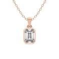 thumbnail image 1 of Diamond Pendant Necklace For Women | 3 Carat IGI Certified Emerald Shape Lab Grown Diamond | Allure Bezel Lab Diamond Pendant Necklace In 18K Rose Gold | FG-VS1-VS2 Quality Friendly Diamonds, 1 of 4