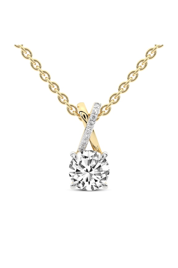 Diamond Pendant Necklace For Women | 3 Carat IGI Certified Round Shape Lab Grown Diamond | Lou Slider Lab Diamond Pendant Necklace In 18K Yellow Gold | FG-VS1-VS2 Quality | Friendly Diamonds