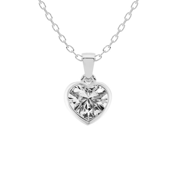 Diamond Pendant Necklace For Women | 4 Carat IGI Certified Heart Shape Lab Grown Diamond | Allure Bezel Lab Diamond Pendant Necklace In 18K White Gold | FG-VS1-VS2 Quality Friendly Diamonds