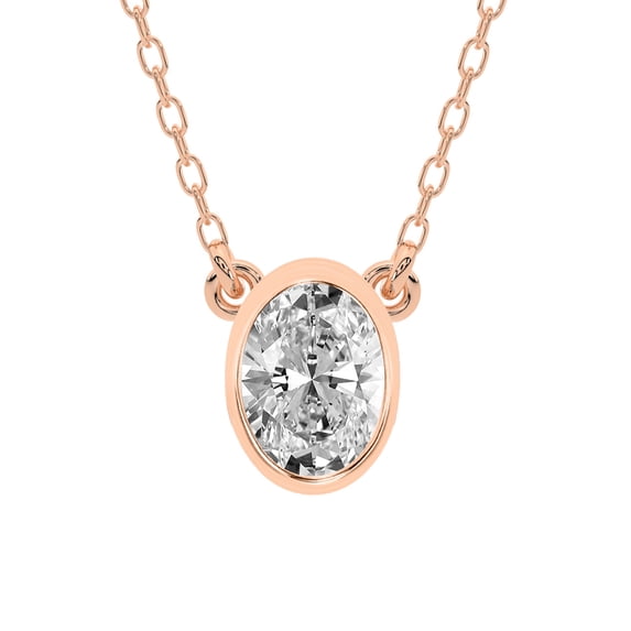Diamond Pendant Necklace For Women | 4 Carat IGI Certified Oval Shape | Classic Bezel Solitaire Lab Diamond Pendant Necklace 14K Rose Gold | FG-VS1-VS2 Quality Friendly Diamonds