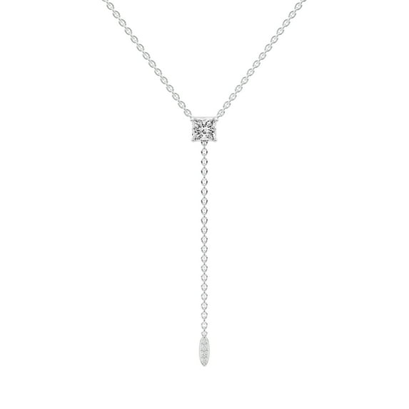 Lab Grown Diamond Pendant Necklace For Women | 6 Carat IGI Certified Princess Shape FG VS | 14K White Gold |Vanna Lariat Pendant FRIENDLY DIAMONDS
