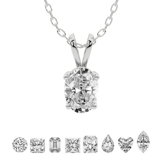 Lab Grown Diamond Pendant Necklace For Women | 0.50 Carat IGI Certified Oval Shape FG-VS | Solitaire Pendant Necklace 18K White Gold | Quartze Split Bail