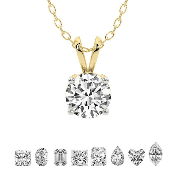 Lab Grown Diamond Pendant Necklace For Women | 0.50 Carat IGI Certified Round Shape FG-VS | Solitaire Pendant Necklace 18K Yellow Gold | Quartze Split Bail