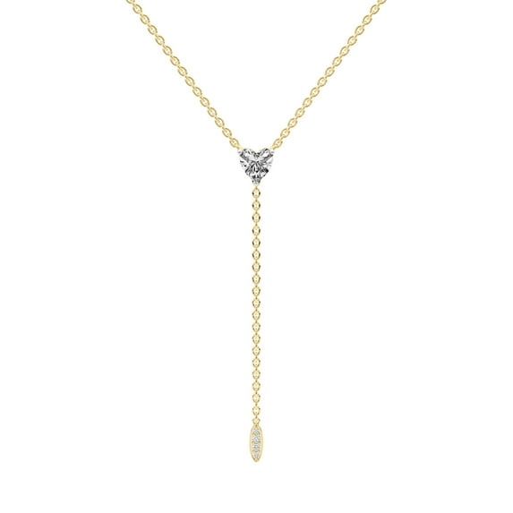 Lab Grown Diamond Pendant Necklace For Women | 0.75 Carat IGI Certified Heart Shape FG VS | 18K Yellow Gold |Vanna Lariat Pendant FRIENDLY DIAMONDS
