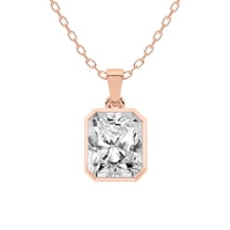 Diamond Pendant Necklace For Women | 0.75 Carat IGI Certified Radiant Shape Lab Grown Diamond | Allure Bezel Lab Diamond Pendant Necklace In 14K Rose Gold | FG-VS1-VS2 Quality Friendly Diamonds