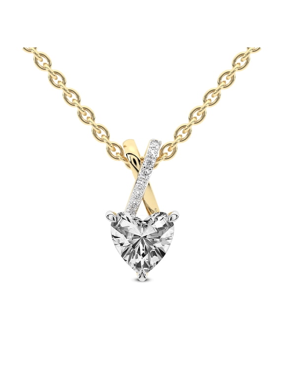 Diamond Pendant Necklace For Women | 1 Carat IGI Certified Heart Shape Lab Grown Diamond | Lou Slider Lab Diamond Pendant Necklace In 14K Yellow Gold | FG-VS1-VS2 Quality | Friendly Diamonds