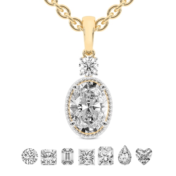 Diamond Pendant Necklace For Women | 1 Carat IGI Certified Oval Shape Lab Grown Diamond | Joan Fashion Lab Diamond Pendant Necklace 14K Yellow Gold | FG-VS Quality Friendly Diamonds