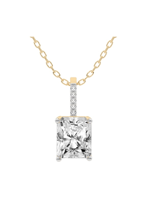 Diamond Pendant Necklace For Women | 1 Carat IGI Certified Radiant Shape Lab Grown Diamond | Lucida Four Prong Lab Diamond Pendant Necklace In 14K Yellow Gold | FG-VS1-VS2 Quality Friendly Diamonds