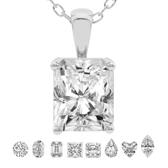 Lab Grown Diamond Pendant Necklace For Women | 1 Carat IGI Certified Radiant Shape FG-VS | Solitaire Pendant Necklace 14K White Gold | Martina Solitaire