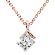 Diamond Pendant Necklace For Women | 1 Carat IGI Certified Radiant Shape Lab Grown Diamond | Priscilla Slider Lab Diamond Pendant Necklace 14K Rose Gold | FG-VS1-VS2 Quality | Friendly Diamonds