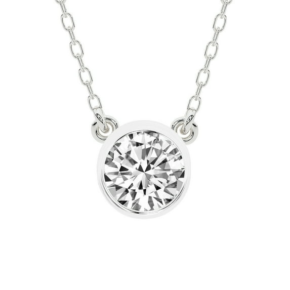 Diamond Pendant Necklace For Women | 1 Carat IGI Certified Round Shape | Classic Bezel Solitaire Lab Diamond Pendant Necklace 14K White Gold | FG-VS1-VS2 Quality Friendly Diamonds