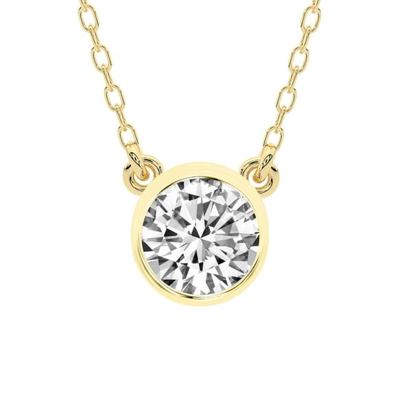 Diamond Pendant Necklace For Women | 1 Carat IGI Certified Round Shape | Classic Bezel Solitaire Lab Diamond Pendant Necklace 18K Yellow Gold | FG-VS1-VS2 Quality Friendly Diamonds