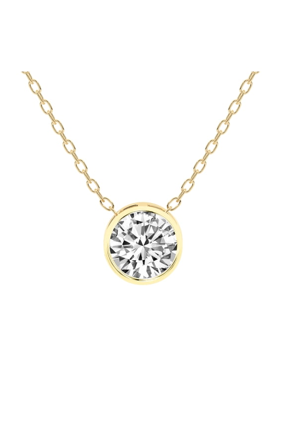 Diamond Pendant Necklace For Women | 1 Carat IGI Certified Round Shape Lab Grown Diamond | Globe Slider Lab Diamond Pendant Necklace In 14K Yellow Gold | FG-VS1-VS2 Quality