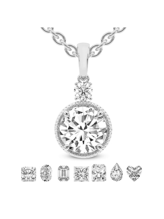 Diamond Pendant Necklace For Women | 1 Carat IGI Certified Round Shape Lab Grown Diamond | Joan Fashion Lab Diamond Pendant Necklace 18K White Gold | FG-VS Quality Friendly Diamonds