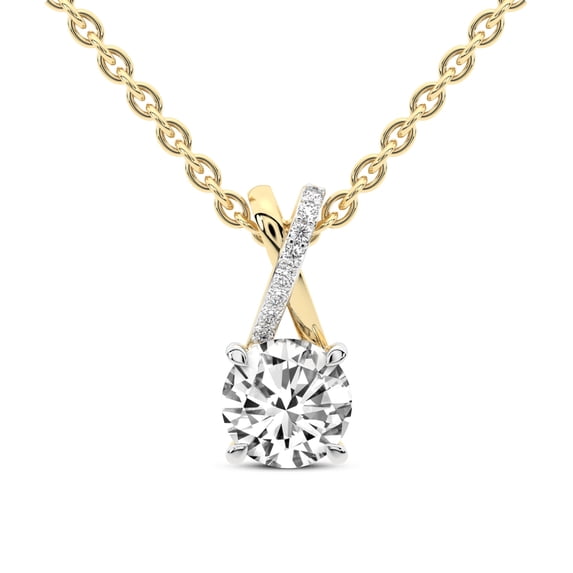 Diamond Pendant Necklace For Women | 1 Carat IGI Certified Round Shape Lab Grown Diamond | Lou Slider Lab Diamond Pendant Necklace In 18K Yellow Gold | FG-VS1-VS2 Quality | Friendly Diamonds