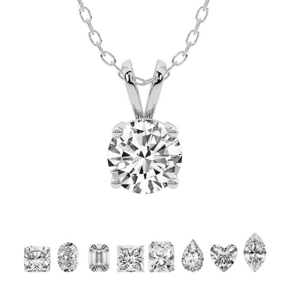 Lab Grown Diamond Pendant Necklace For Women | 1 Carat IGI Certified Round Shape FG-VS | Solitaire Pendant Necklace 14K White Gold | Quartze Split Bail