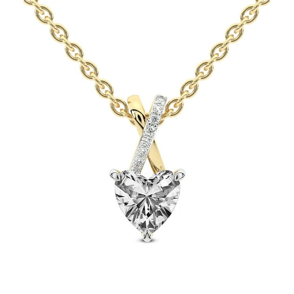 Diamond Pendant Necklace For Women | 2 Carat IGI Certified Heart Shape Lab Grown Diamond | Lou Slider Lab Diamond Pendant Necklace In 18K Yellow Gold | FG-VS1-VS2 Quality | Friendly Diamonds