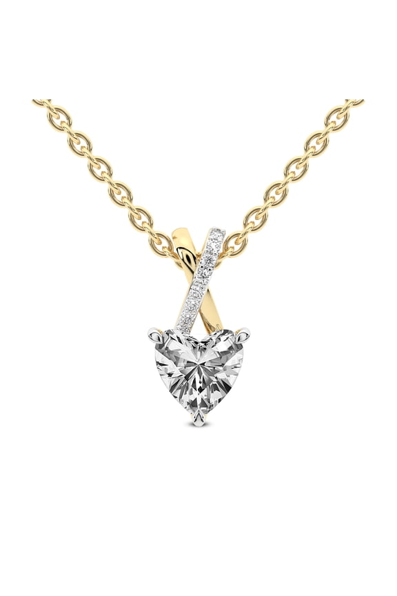 Diamond Pendant Necklace For Women | 2 Carat IGI Certified Heart Shape Lab Grown Diamond | Lou Slider Lab Diamond Pendant Necklace In 18K Yellow Gold | FG-VS1-VS2 Quality | Friendly Diamonds