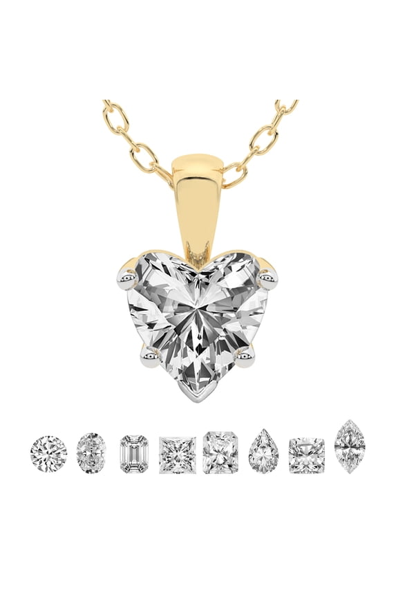 Lab Grown Diamond Pendant Necklace For Women | 2 Carat IGI Certified Heart Shape FG-VS | Solitaire Pendant Necklace 14K Yellow Gold | Martina Solitaire