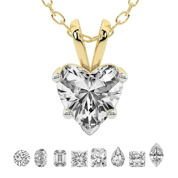 Lab Grown Diamond Pendant Necklace For Women | 2 Carat IGI Certified Heart Shape FG-VS | Solitaire Pendant Necklace 18K Yellow Gold | Quartze Split Bail
