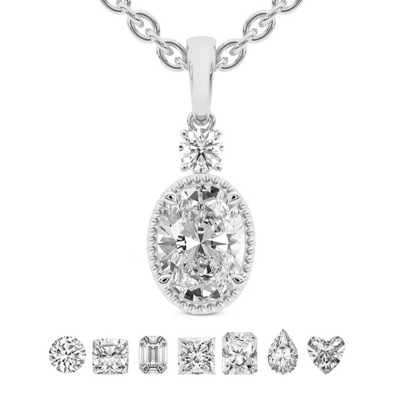 Diamond Pendant Necklace For Women | 2 Carat IGI Certified Oval Shape Lab Grown Diamond | Joan Fashion Lab Diamond Pendant Necklace 14K White Gold | FG-VS Quality Friendly Diamonds