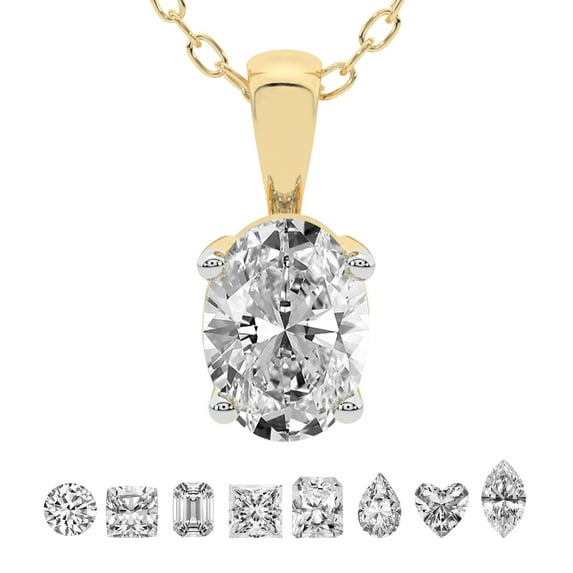 Lab Grown Diamond Pendant Necklace For Women | 2 Carat IGI Certified Oval Shape FG-VS | Solitaire Pendant Necklace 14K Yellow Gold | Martina Solitaire