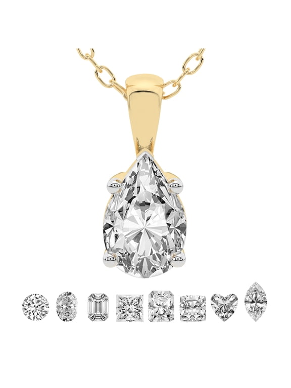 Lab Grown Diamond Pendant Necklace For Women | 2 Carat IGI Certified Pear Shape FG-VS | Solitaire Pendant Necklace 14K Yellow Gold | Martina Solitaire