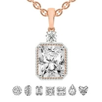 Diamond Pendant Necklace For Women | 2 Carat IGI Certified Radiant Shape Lab Grown Diamond | Joan Fashion Lab Diamond Pendant Necklace 14K Rose Gold | FG-VS Quality Friendly Diamonds