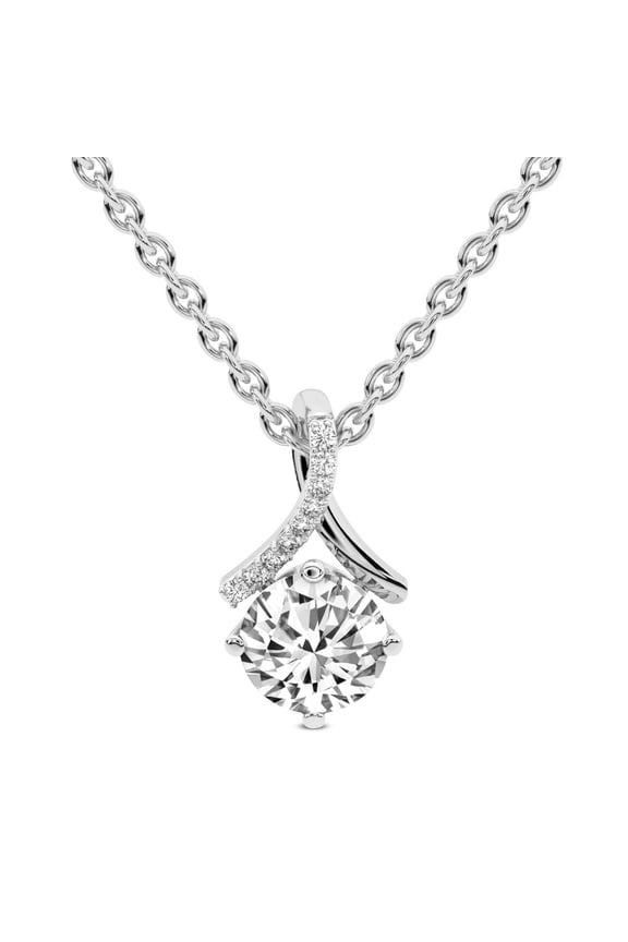 Diamond Pendant Necklace For Women | 2 Carat IGI Certified Round Shape Lab Grown Diamond | Priscilla Slider Lab Diamond Pendant Necklace 14K White Gold | FG-VS1-VS2 Quality | Friendly Diamonds