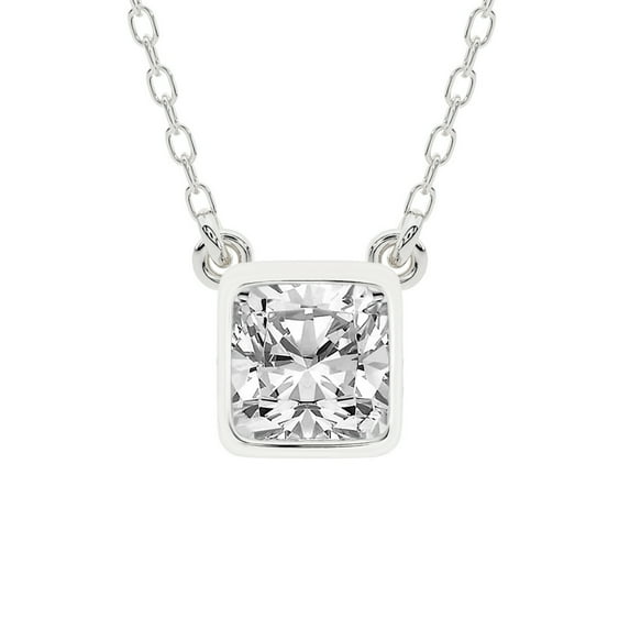 Diamond Pendant Necklace For Women | 3 Carat IGI Certified Cushion Shape | Classic Bezel Solitaire Lab Diamond Pendant Necklace 14K White Gold | FG-VS1-VS2 Quality Friendly Diamonds