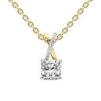 Diamond Pendant Necklace For Women | 3 Carat IGI Certified Cushion Shape Lab Grown Diamond | Lou Slider Lab Diamond Pendant Necklace In 18K Yellow Gold | FG-VS1-VS2 Quality | Friendly Diamonds