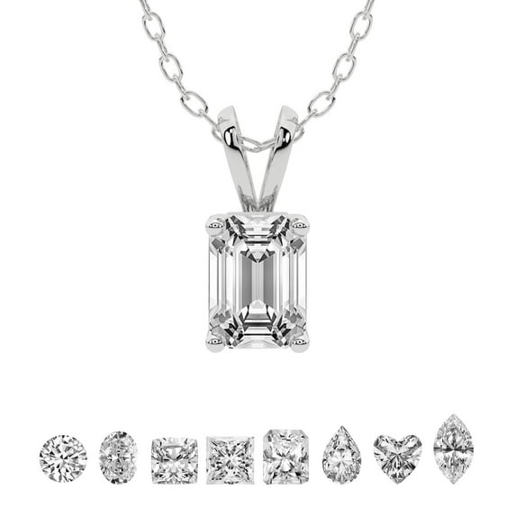 3 Carat Emerald IGI Certified Lab Grown Diamond Pendant Necklace For Women | FG-VS Solitaire Pendant Necklace 18K Yellow Gold | Quartze Split Bail