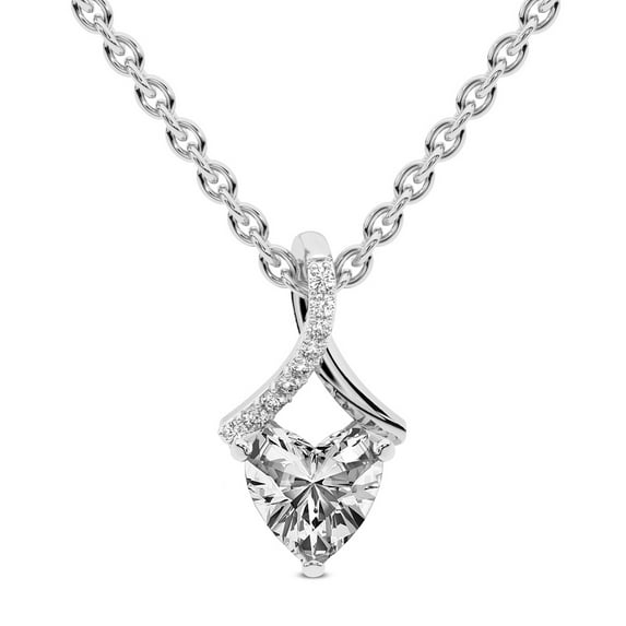 Diamond Pendant Necklace For Women | 3 Carat IGI Certified Heart Shape Lab Grown Diamond | Priscilla Slider Lab Diamond Pendant Necklace 18K White Gold | FG-VS1-VS2 Quality | Friendly Diamonds