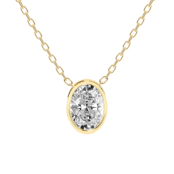 Diamond Pendant Necklace For Women | 3 Carat IGI Certified Oval Shape Lab Grown Diamond | Globe Slider Lab Diamond Pendant Necklace In 14K Yellow Gold | FG-VS1-VS2 Quality | Friendly Diamonds