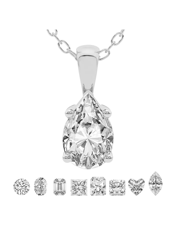 3 Carat Pear IGI Certified Lab Grown Diamond Pendant Necklace For Women | FG-VS Solitaire Pendant Necklace 14K White Gold | Martina Solitaire