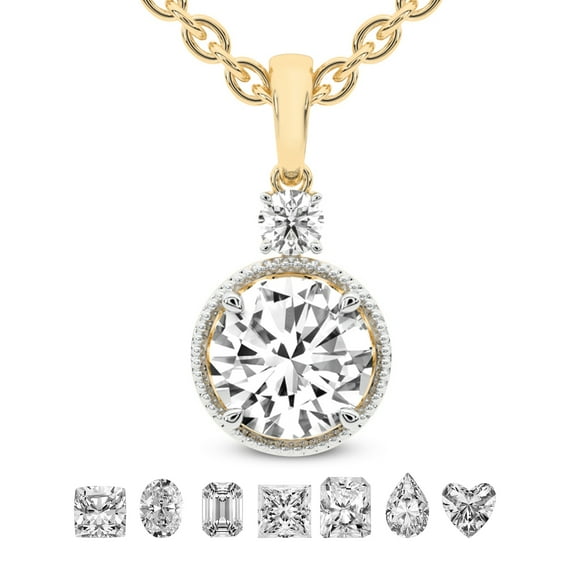 Diamond Pendant Necklace For Women | 3 Carat IGI Certified Round Shape Lab Grown Diamond | Joan Fashion Lab Diamond Pendant Necklace 14K Yellow Gold | FG-VS Quality Friendly Diamonds