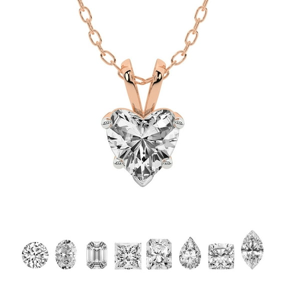 3 Carat Heart IGI Certified Lab Grown Diamond Pendant Necklace For Women | FG-VS Solitaire Pendant Necklace 18K Yellow Gold | Quartze Split Bail