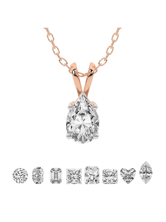 3 Carat Pear IGI Certified Lab Grown Diamond Pendant Necklace For Women | FG-VS Solitaire Pendant Necklace 14K Yellow Gold | Quartze Split Bail