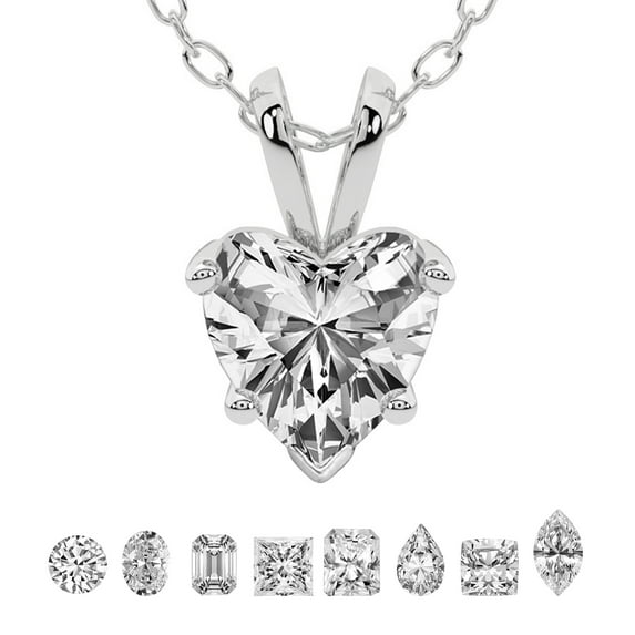 4 Carat Heart IGI Certified Lab Grown Diamond Pendant Necklace For Women | FG-VS Solitaire Pendant Necklace 14K White Gold | Quartze Split Bail