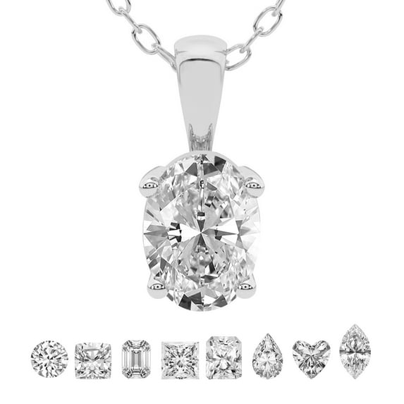 4 Carat Oval IGI Certified Lab Grown Diamond Pendant Necklace For Women | FG-VS Solitaire Pendant Necklace 14K White Gold | Martina Solitaire