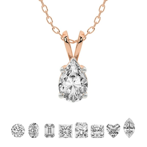 5 Carat Pear IGI Certified Lab Grown Diamond Pendant Necklace For Women | FG-VS Solitaire Pendant Necklace 14K Yellow Gold | Quartze Split Bail